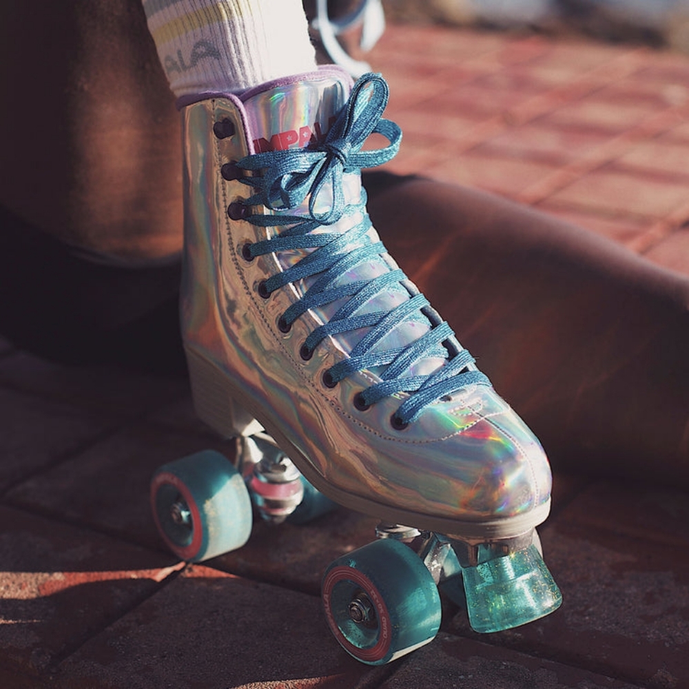 Primo Emporio Iridescent Roller Skates with Blue Laces
